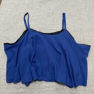 Royal blue lace trim cropped cami